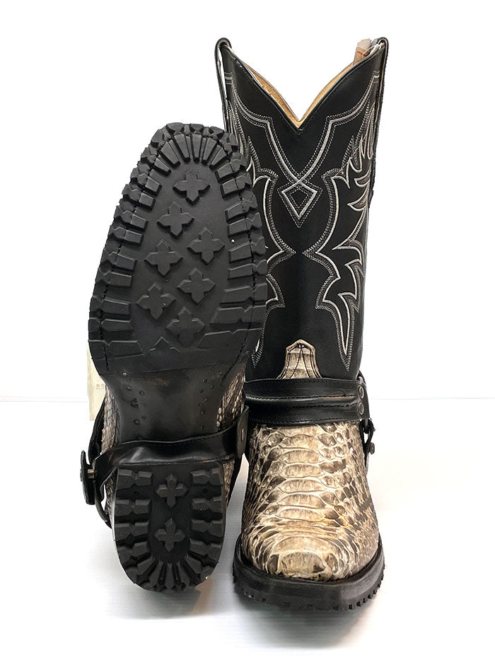 Roper 09-020-7758-8172 Mens Bandit Harness Square Toe Python Boots White pair front and back. If you need any assistance with this item or the purchase of this item please call us at five six one seven four eight eight eight zero one Monday through Saturday 10:00a.m EST to 8:00 p.m EST