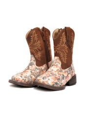 Roper Kids Brown Floral Glitter Square Toe Fashion Boot 2136BR 09-017-1903-2136 BR Toddler's Boots