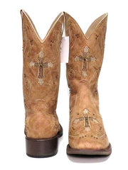 Front and Back of Roper Women's Faith Cross Inlay Square Toe Boot 09-021-1901-0196 TA