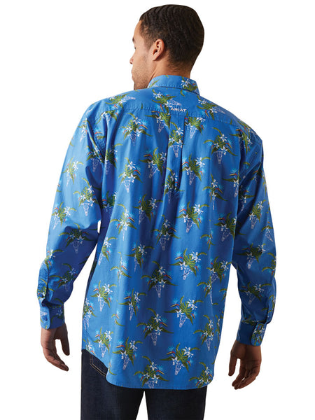 Ariat 10043790 Mens Logan Classic long Sleeve Shirt Neoprene Blue back view. If you need any assistance with this item or the purchase of this item please call us at five six one seven four eight eight eight zero one Monday through Saturday 10:00a.m EST to 8:00 p.m EST