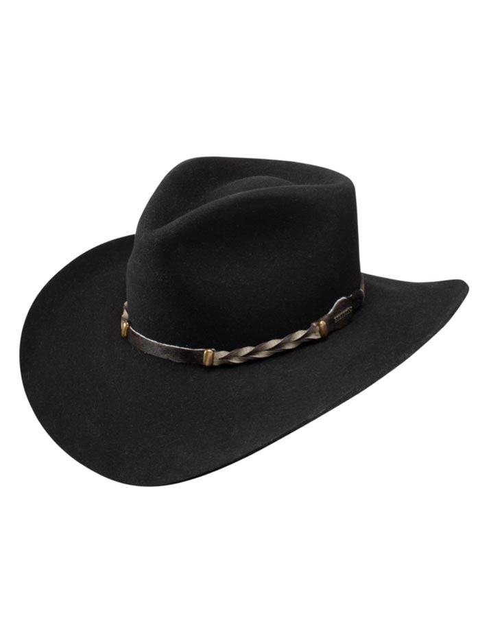 Stetson SBDFTR-163407 DRIFTER 4X Western Hat Black front and side view. If you need any assistance with this item or the purchase of this item please call us at five six one seven four eight eight eight zero one Monday through Saturday 10:00a.m EST to 8:00 p.m EST