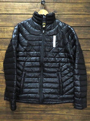 Wyoming Traders Womens Windproof Stormy Jacket Black front view hanging. If you need any assistance with this item or the purchase of this item please call us at five six one seven four eight eight eight zero one Monday through Saturday 10:00a.m EST to 8:00 p.m EST