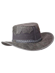 American Hat Makers SIROCCO Wide Brim Sun Hat Bomber Grey back view. If you need any assistance with this item or the purchase of this item please call us at five six one seven four eight eight eight zero one Monday through Saturday 10:00a.m EST to 8:00 p.m EST