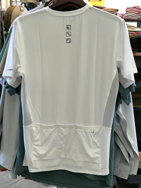 Salt Life SLM6082-WHITE Men's SLX UVapor performance short sleeve pocket tee back view. If you need any assistance with this item or the purchase of this item please call us at five six one seven four eight eight eight zero one Monday through Saturday 10:00a.m EST to 8:00 p.m EST