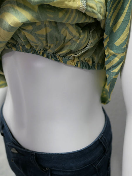 Santiki 7184-463 Womens Front Tie Sage on Butter Finley Top Inside Elastic view. If you need any assistance with this item or the purchase of this item please call us at five six one seven four eight eight eight zero one Monday through Saturday 10:00a.m EST to 8:00 p.m EST
