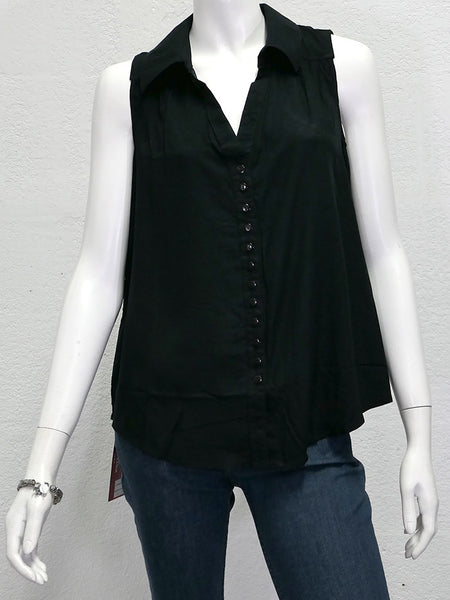 Santiki 4666-1035 Womens Lindy Sleeveless Collar Top Black Front View. If you need any assistance with this item or the purchase of this item please call us at five six one seven four eight eight eight zero one Monday through Saturday 10:00a.m EST to 8:00 p.m EST