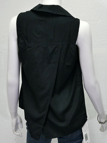 Santiki 4666-1035 Womens Lindy Sleeveless Collar Top Black Back View. If you need any assistance with this item or the purchase of this item please call us at five six one seven four eight eight eight zero one Monday through Saturday 10:00a.m EST to 8:00 p.m EST