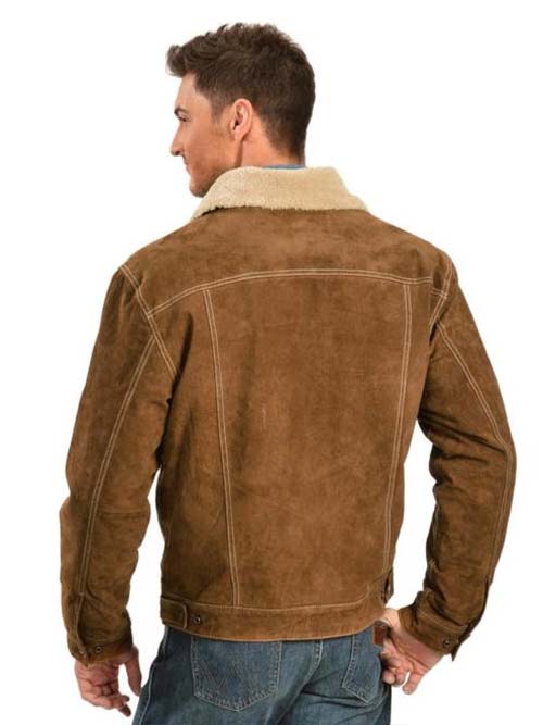Scully 113-125 Mens Sherpa Lined Boar Suede Western Jacket Cafe Brown front view. If you need any assistance with this item or the purchase of this item please call us at five six one seven four eight eight eight zero one Monday through Saturday 10:00a.m EST to 8:00 p.m EST