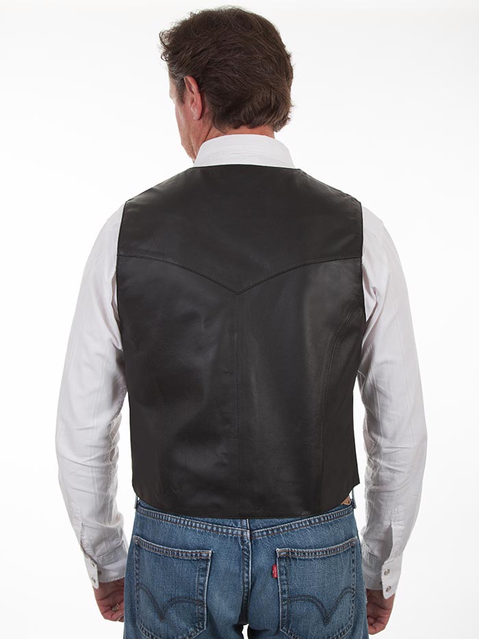 Scully 507-144 Mens Western Soft Touch Lambskin Snap Front Vest Black front view. If you need any assistance with this item or the purchase of this item please call us at five six one seven four eight eight eight zero one Monday through Saturday 10:00a.m EST to 8:00 p.m EST
