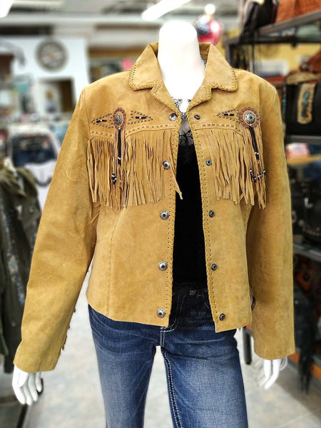 Scully  L152-126 Womens Fringe Suede Beaded Jacket Old Rust front view. If you need any assistance with this item or the purchase of this item please call us at five six one seven four eight eight eight zero one Monday through Saturday 10:00a.m EST to 8:00 p.m EST