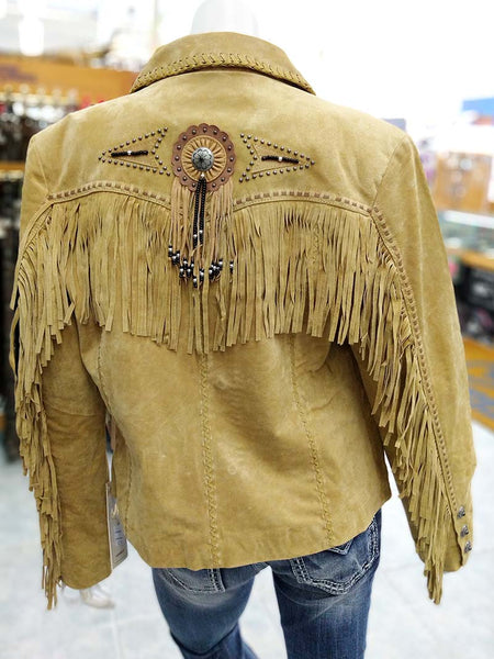 Scully  L152-126 Womens Fringe Suede Beaded Jacket Old Rust back view. If you need any assistance with this item or the purchase of this item please call us at five six one seven four eight eight eight zero one Monday through Saturday 10:00a.m EST to 8:00 p.m EST