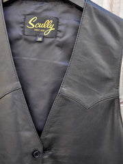 Scully 503-11 Mens Lambskin Button Front Vest Black Lamb fropnt close up. If you need any assistance with this item or the purchase of this item please call us at five six one seven four eight eight eight zero one Monday through Saturday 10:00a.m EST to 8:00 p.m EST