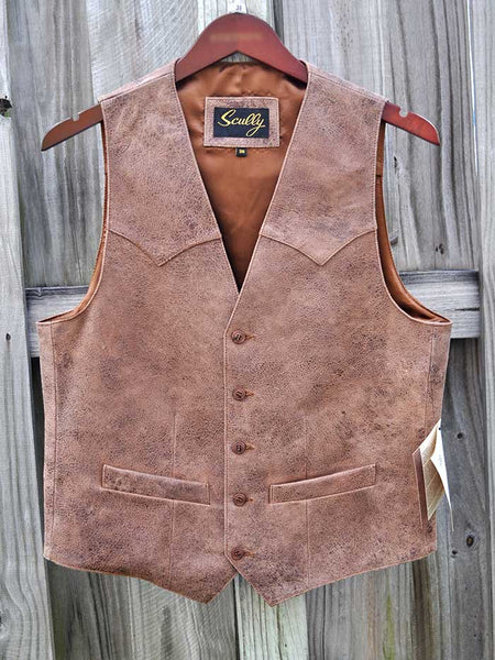 Scully 503-60 Mens Lambskin Button Front Vest Brown front view. If you need any assistance with this item or the purchase of this item please call us at five six one seven four eight eight eight zero one Monday through Saturday 10:00a.m EST to 8:00 p.m EST