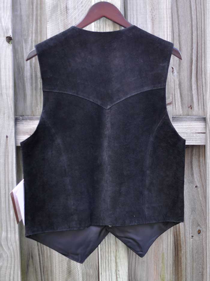 Scully 507-214 Mens Western Calf Suede Snap Front Vest Black front view on model. If you need any assistance with this item or the purchase of this item please call us at five six one seven four eight eight eight zero one Monday through Saturday 10:00a.m EST to 8:00 p.m EST
