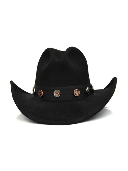 Bullhide SHOTGUN 0767BL Western Wool Hat With Concho Hatband Black front view. If you need any assistance with this item or the purchase of this item please call us at five six one seven four eight eight eight zero one Monday through Saturday 10:00a.m EST to 8:00 p.m EST