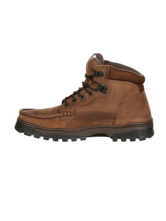 Rocky FQ0008723 Mens Outback GORE-TEX® Waterproof Hiker Boot Light Brown side view. If you need any assistance with this item or the purchase of this item please call us at five six one seven four eight eight eight zero one Monday through Saturday 10:00a.m EST to 8:00 p.m EST