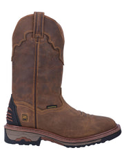 Dan Post DP69402 Mens Waterproof Square Toe Blayde Work Boots Saddle Tan SIDE VIEW. If you need any assistance with this item or the purchase of this item please call us at five six one seven four eight eight eight zero one Monday through Saturday 10:00a.m EST to 8:00 p.m EST
