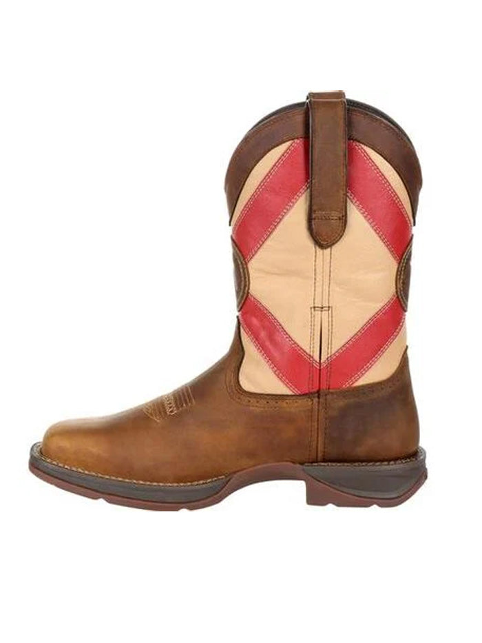 Durango DDB0233 Mens Florida State Flag Western Boot Saddle Brown side view. If you need any assistance with this item or the purchase of this item please call us at five six one seven four eight eight eight zero one Monday through Saturday 10:00a.m EST to 8:00 p.m EST