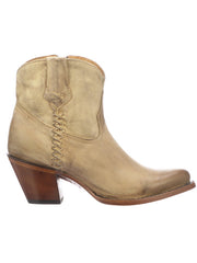 Lucchese M6006 Womens Avery Cross Stitch Bootie Pearl Bone outter side view. If you need any assistance with this item or the purchase of this item please call us at five six one seven four eight eight eight zero one Monday through Saturday 10:00a.m EST to 8:00 p.m EST