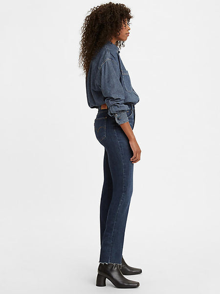 Levi's 18883-0151 Womens 724 High Rise Straight Jean Chelsea Hour side view. If you need any assistance with this item or the purchase of this item please call us at five six one seven four eight eight eight zero one Monday through Saturday 10:00a.m EST to 8:00 p.m EST