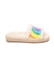 Minnetonka 44728 Womens Plush Leena Slippers Bright Tie Dye side view. If you need any assistance with this item or the purchase of this item please call us at five six one seven four eight eight eight zero one Monday through Saturday 10:00a.m EST to 8:00 p.m EST