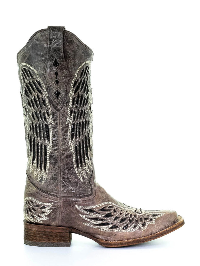 Corral A1197 Womens Wing and Cross Cowhide Western Boot Brown and Black side view. If you need any assistance with this item or the purchase of this item please call us at five six one seven four eight eight eight zero one Monday through Saturday 10:00a.m EST to 8:00 p.m EST