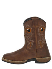 Dan Post DPC2964 Kids Storms Eye Jr Leather Boots Brown side view. If you need any assistance with this item or the purchase of this item please call us at five six one seven four eight eight eight zero one Monday through Saturday 10:00a.m EST to 8:00 p.m EST