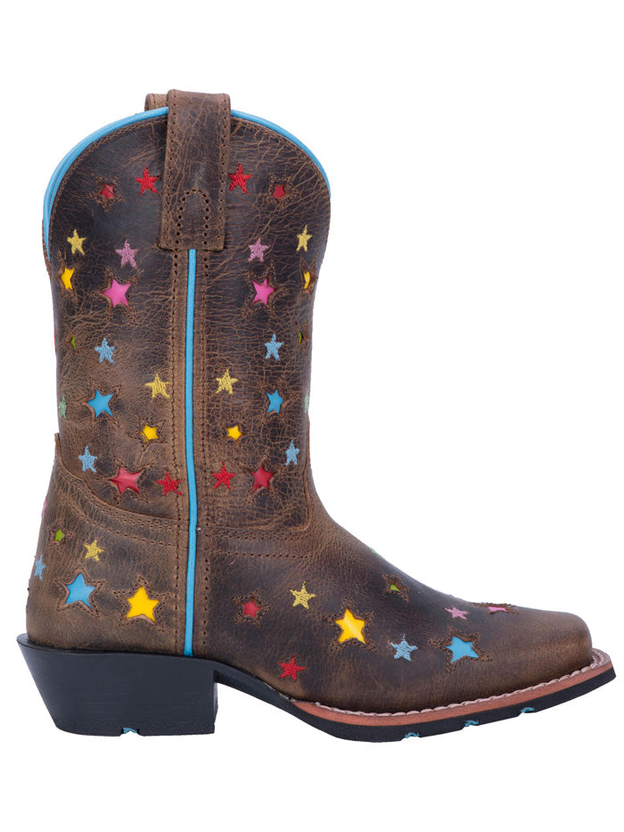 Dan Post DPC2952 Kids Western Leather Square Scarlett Boot Brown front and side view. If you need any assistance with this item or the purchase of this item please call us at five six one seven four eight eight eight zero one Monday through Saturday 10:00a.m EST to 8:00 p.m EST