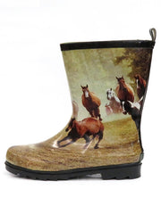 Smoky Mountain Kids Running Horse Waterproof Boots 2709C at JC Western Wear, Side  If you need any assistance with this item or the purchase of this item please call us at five six one seven four eight eight eight zero one Monday through Satuday 10:00 a.m. EST to 8:00 p.m. EST
