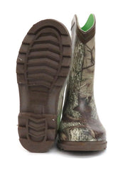 Smoky Mountain Kids Muddy River Waterproof Boots 2723Y 2723C Camo at JC Western Wear Front and Sole  If you need any assistance with this item or the purchase of this item please call us at five six one seven four eight eight eight zero one Monday through Satuday 10:00 a.m. EST to 8:00 p.m. EST