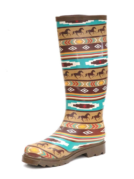 Smoky Mountain 6752 Womens Western Running Horses Waterproof Boots front and side view. If you need any assistance with this item or the purchase of this item please call us at five six one seven four eight eight eight zero one Monday through Saturday 10:00a.m EST to 8:00 p.m EST