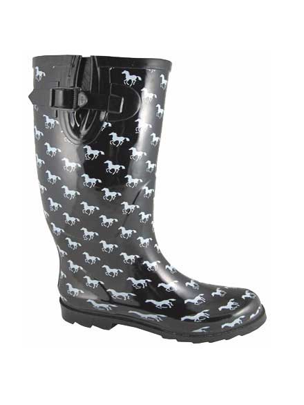 Smoky Mountain 6759 Womens Ponies Black Waterproof Boots side view. If you need any assistance with this item or the purchase of this item please call us at five six one seven four eight eight eight zero one Monday through Saturday 10:00a.m EST to 8:00 p.m EST