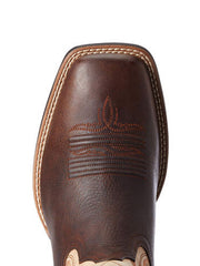 Ariat 10034045 Mens Amos Wide Square Toe Western Boot Barley Brown toe view from above. If you need any assistance with this item or the purchase of this item please call us at five six one seven four eight eight eight zero one Monday through Saturday 10:00a.m EST to 8:00 p.m EST