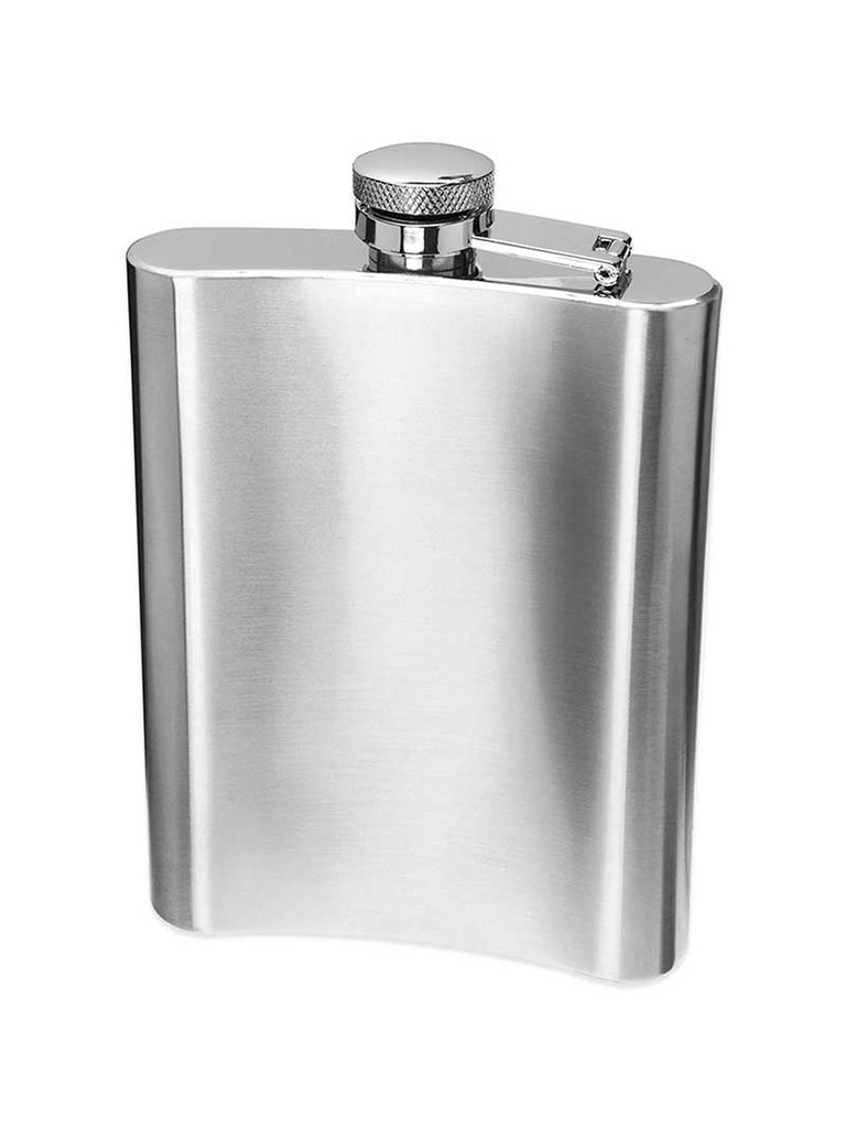 8 oz Stainless Steel Hip Flask Alcohol Travel Container FLASK8OZ dront and side view. If you need any assistance with this item or the purchase of this item please call us at five six one seven four eight eight eight zero one Monday through Saturday 10:00a.m EST to 8:00 p.m EST