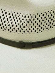 Stetson TSDGGR-3832 Mens DIGGER Shantung Outdoor Straw Hat Natural close up. If you need any assistance with this item or the purchase of this item please call us at five six one seven four eight eight eight zero one Monday through Saturday 10:00a.m EST to 8:00 p.m EST