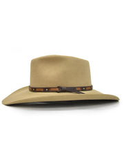 Stetson SWHUTC-403420 Hutchins 3X Western Felt Hat Stone side view. If you need any assistance with this item or the purchase of this item please call us at five six one seven four eight eight eight zero one Monday through Saturday 10:00a.m EST to 8:00 p.m EST