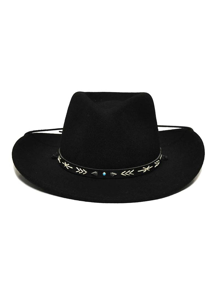 Stetson SWSTFE-813207S0 Santa Fe Wool Crushable Western Hat Black side and front view. If you need any assistance with this item or the purchase of this item please call us at five six one seven four eight eight eight zero one Monday through Saturday 10:00a.m EST to 8:00 p.m EST