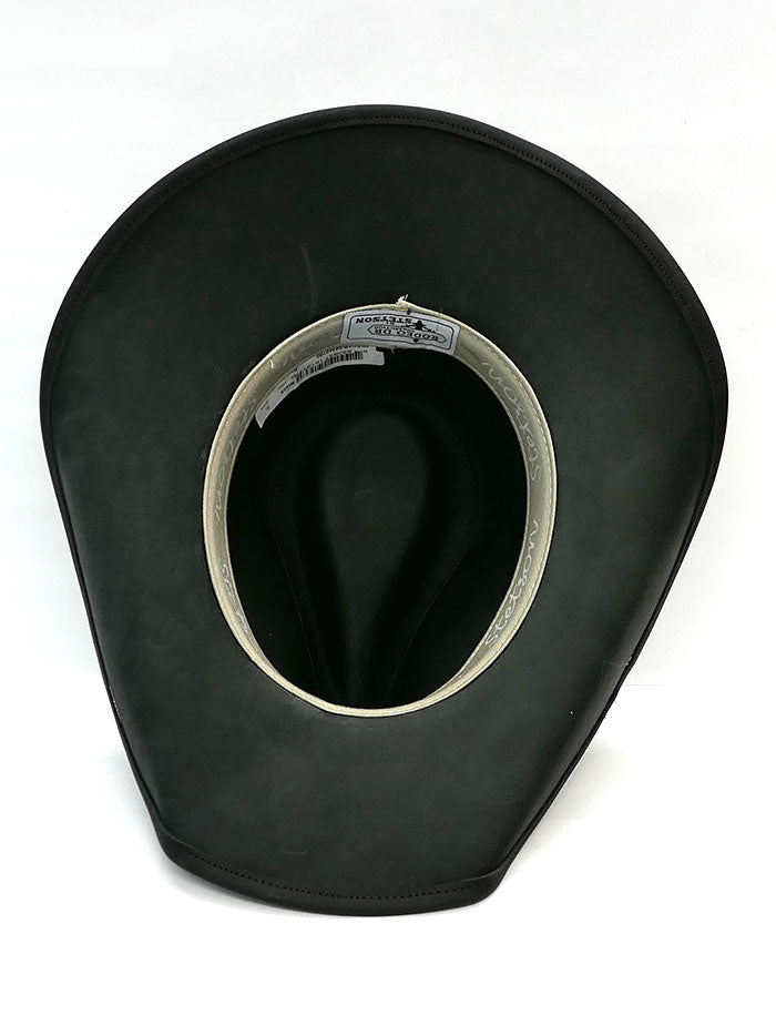 Stetson TRROXB-843407 ROXBURY Shapeable Leather Western Hat Black front and side view. If you need any assistance with this item or the purchase of this item please call us at five six one seven four eight eight eight zero one Monday through Saturday 10:00a.m EST to 8:00 p.m EST