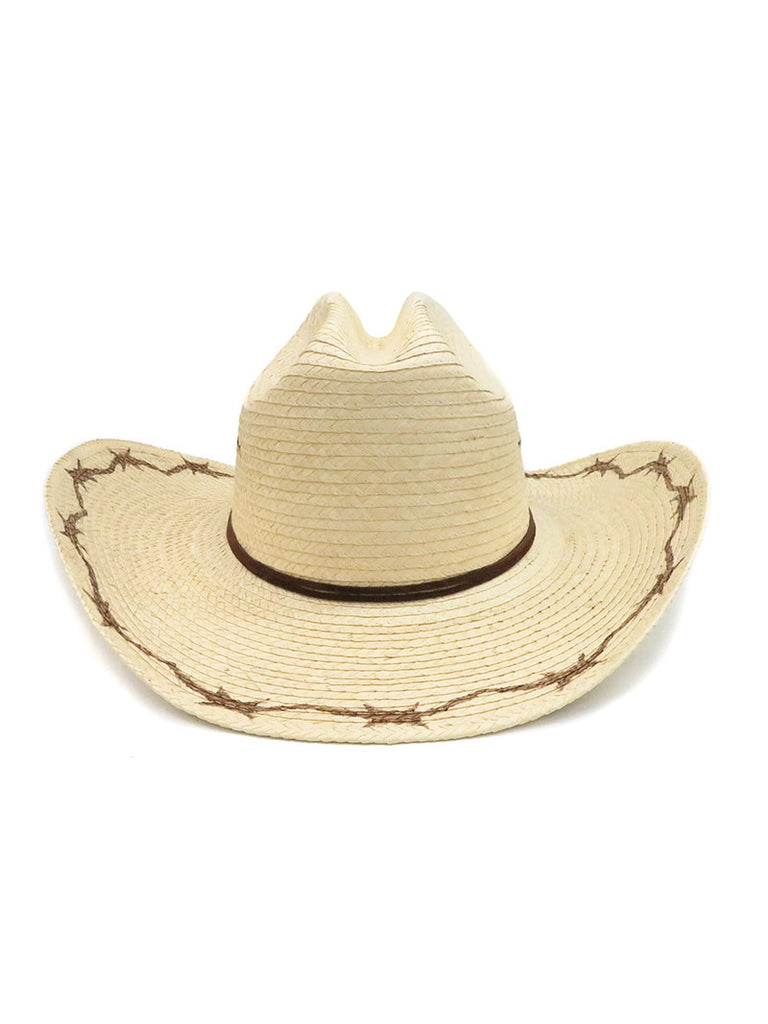 SunBody HGKC-BW2 Kids Cattleman Barbed Wire Straw Hat Natural side and front view. If you need any assistance with this item or the purchase of this item please call us at five six one seven four eight eight eight zero one Monday through Saturday 10:00a.m EST to 8:00 p.m EST