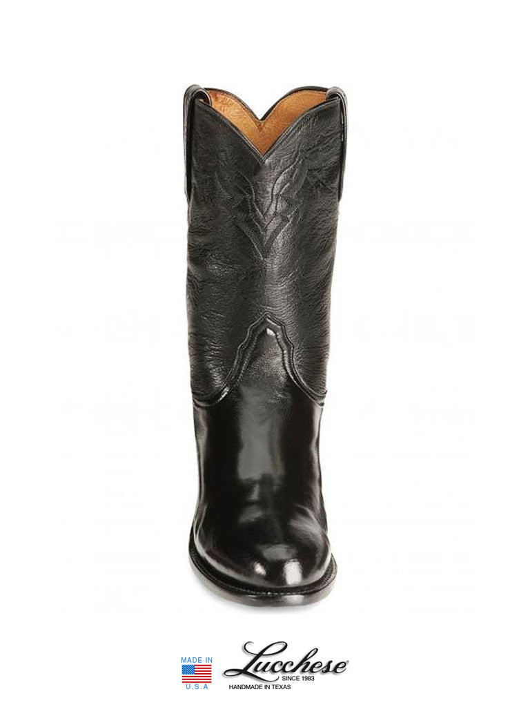 Lucchese T0082.C2 Mens 1883 Lonestar Roper Boots Black outter side / front view. If you need any assistance with this item or the purchase of this item please call us at five six one seven four eight eight eight zero one Monday through Saturday 10:00a.m EST to 8:00 p.m EST