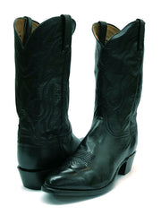 Lucchese T3094-R4 Mens Lone Star Calf R-Toe Cowboy Boots Black side and back view pair. If you need any assistance with this item or the purchase of this item please call us at five six one seven four eight eight eight zero one Monday through Saturday 10:00a.m EST to 8:00 p.m EST