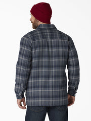 Dickies TJ210R2P Mens Sherpa Lined Flannel Plaid Shirt Jacket Dark Navy back view. If you need any assistance with this item or the purchase of this item please call us at five six one seven four eight eight eight zero one Monday through Saturday 10:00a.m EST to 8:00 p.m EST
