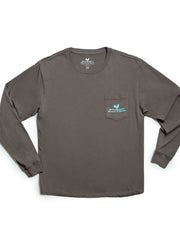Beach and Barn TRACTOR-GRA Mens Tractor Pool LS Pocket Tee Graphite front view. If you need any assistance with this item or the purchase of this item please call us at five six one seven four eight eight eight zero one Monday through Saturday 10:00a.m EST to 8:00 p.m EST