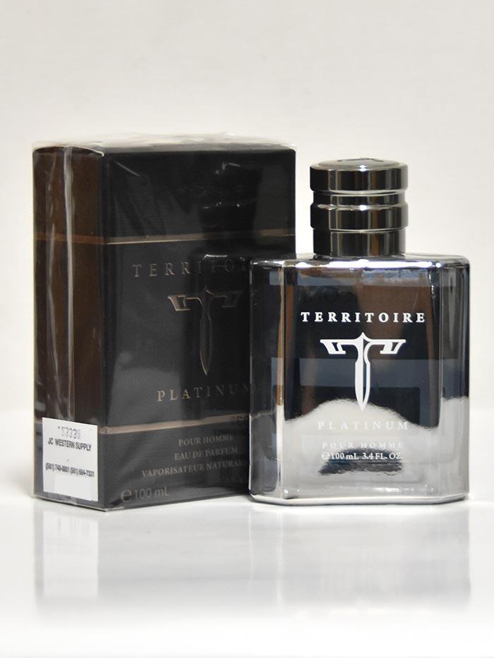 Authentic Territoire Platinum 3.4oz Cologne Spray for Men front view of bottle. If you need any assistance with this item or the purchase of this item please call us at five six one seven four eight eight eight zero one Monday through Saturday 10:00a.m EST to 8:00 p.m EST