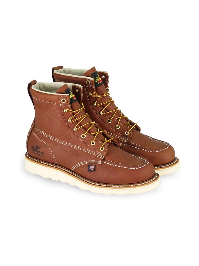 Thorogood 804-4200 Mens American Heritage 6″ Safety Toe Work Boot Tobacco side and sole view. If you need any assistance with this item or the purchase of this item please call us at five six one seven four eight eight eight zero one Monday through Saturday 10:00a.m EST to 8:00 p.m EST