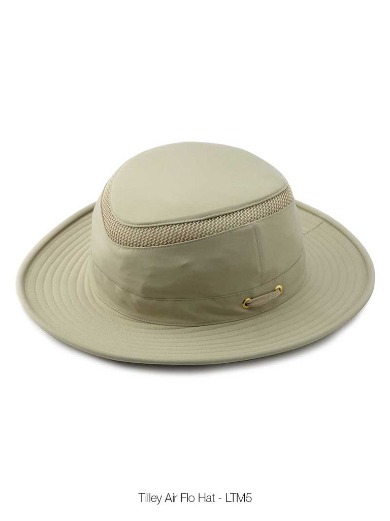 Tilley LTM5-KHOL Airflo Hat Khaki front view on male model. If you need any assistance with this item or the purchase of this item please call us at five six one seven four eight eight eight zero one Monday through Saturday 10:00a.m EST to 8:00 p.m EST