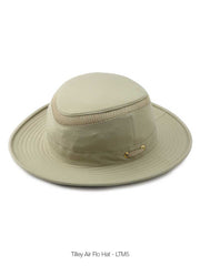 Tilley LTM5-KHOL Airflo Hat Khaki front and top view . If you need any assistance with this item or the purchase of this item please call us at five six one seven four eight eight eight zero one Monday through Saturday 10:00a.m EST to 8:00 p.m EST