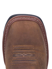 Dan Post DP69402 Mens Waterproof Square Toe Blayde Work Boots Saddle Tan TOE VIEW. If you need any assistance with this item or the purchase of this item please call us at five six one seven four eight eight eight zero one Monday through Saturday 10:00a.m EST to 8:00 p.m EST