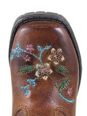 Smoky Mountain 3833T Toddler Floralie Square Toe Western Boots Brown toe view. If you need any assistance with this item or the purchase of this item please call us at five six one seven four eight eight eight zero one Monday through Saturday 10:00a.m EST to 8:00 p.m EST