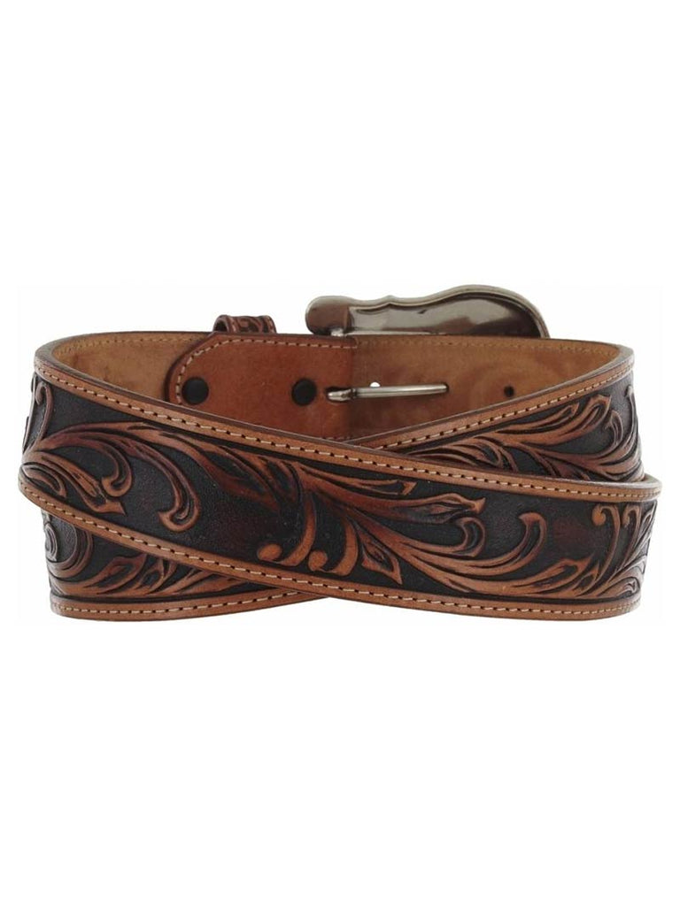 Tony Lama C41514 Mens Westerly Ride Leather Tooled Belt  front view. If you need any assistance with this item or the purchase of this item please call us at five six one seven four eight eight eight zero one Monday through Saturday 10:00a.m EST to 8:00 p.m EST